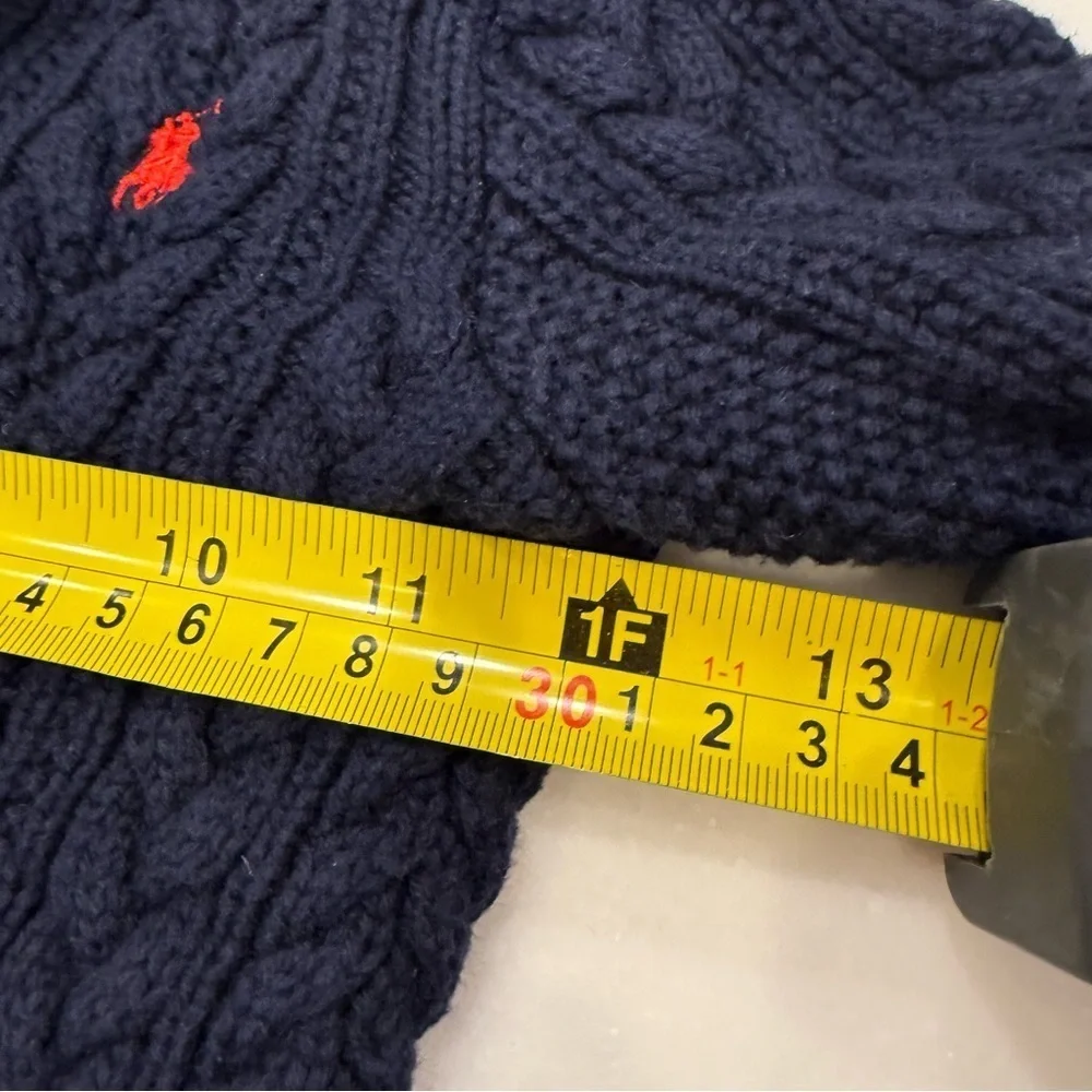 Ralph Lauren Boys Navy Cable Knit Cardigan & Plaid Shirt Sz 24 Mo